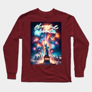 Liberty's New Year Celebration 2024 - Fireworks Spectacle Artwork Long Sleeve T-Shirt